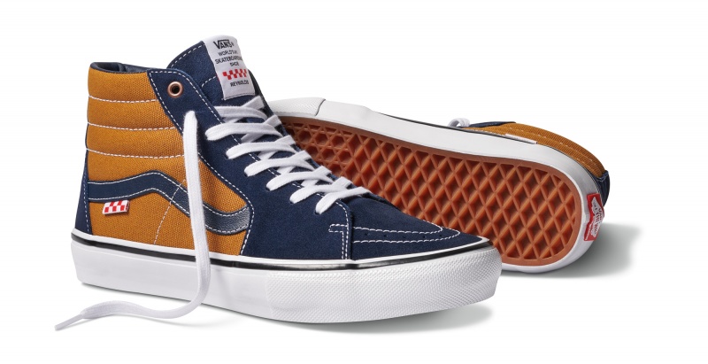 Tnis Vans Sk8-Hi Reynolds Skate Azul Escuro e Bege